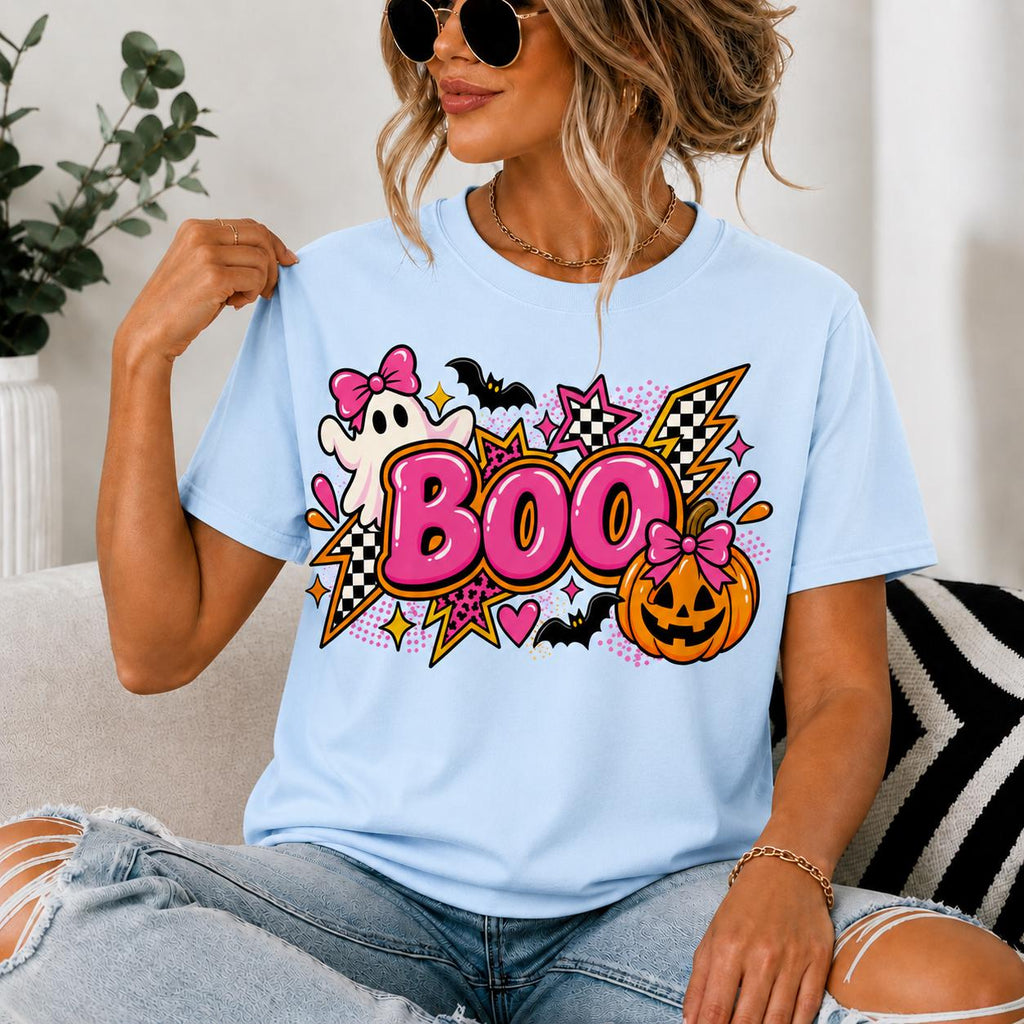 Boo Boo Boo Ghost Pumpkin Tee, Retro Y2K Halloween Graphic Shirt