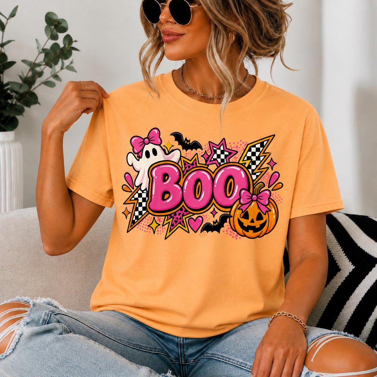 Boo Boo Boo Ghost Pumpkin Tee, Retro Y2K Halloween Graphic Shirt