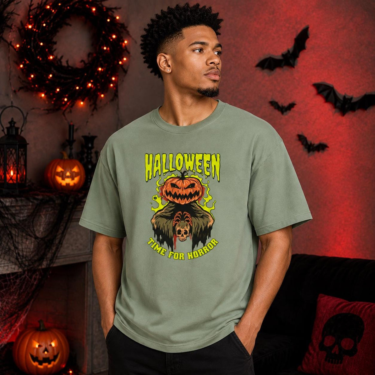 Vintage Halloween Horror Tee, Jack O Lantern Pumpkin Design, Spooky Season Gift