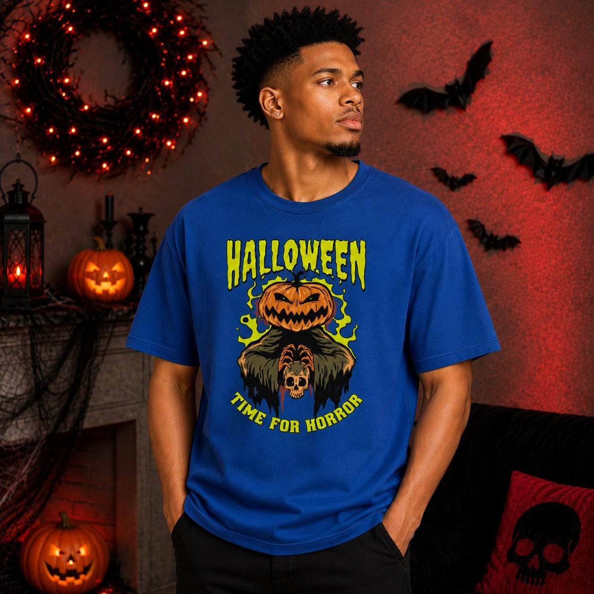 Vintage Halloween Horror Tee, Jack O Lantern Pumpkin Design, Spooky Season Gift