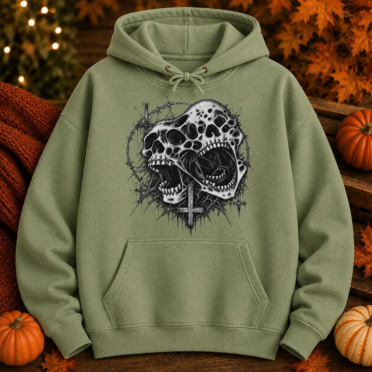 Gothic Melting Skull Sweatshirt, 90s Horror Grunge Pullover, Y2K Streetwear