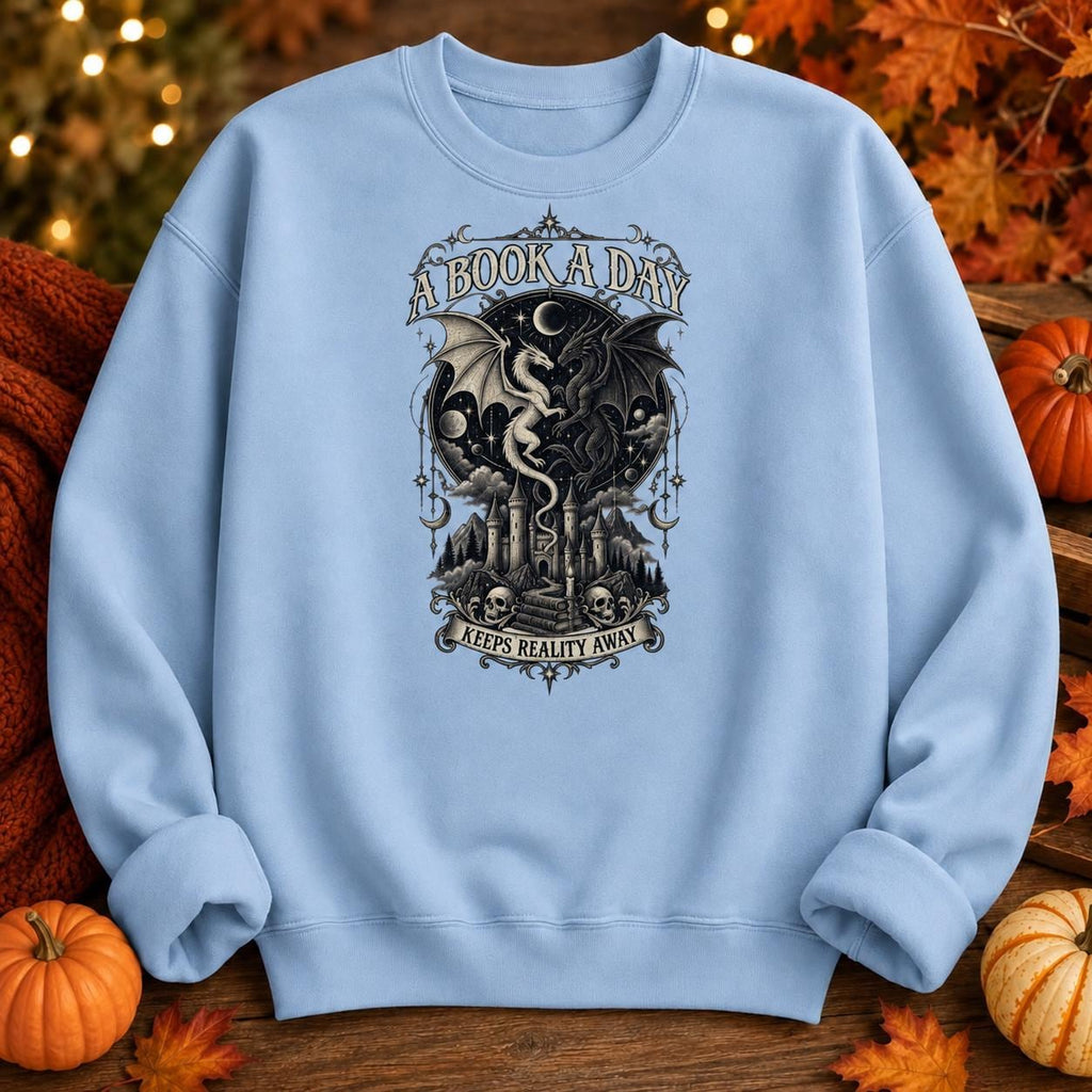 Dragon Bookish Sweatshirt, Gothic Fantasy Pullover, Dark Academia Streetwear