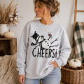 Funny Snowman Cheers Sweatshirt, Wine Lover Holiday Crewneck, Winter Gift