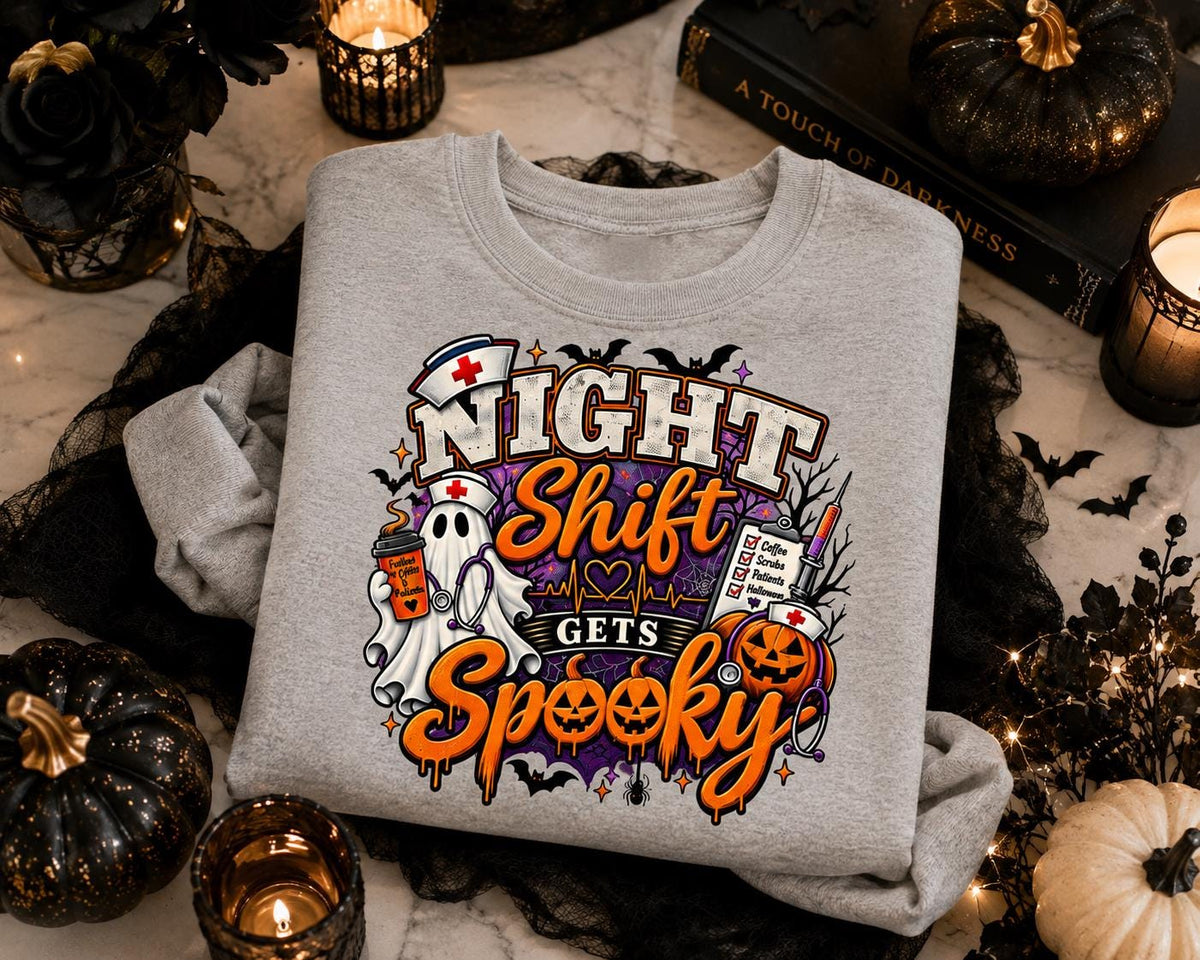 Halloween Nurse Sweatshirt, Night Shift Spooky RN Pullover