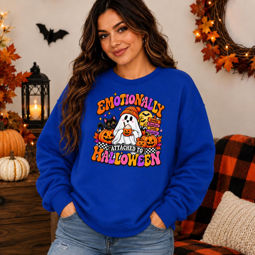Emotionally Attached To Halloween Hoodie, Ghost Pumpkin Cat Top (Sweatshirt/Hoodie)