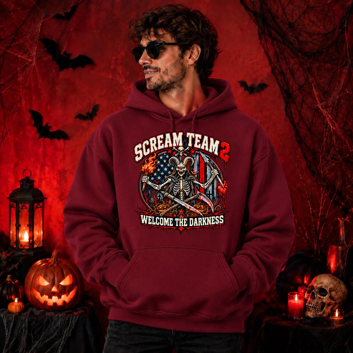 Skeleton Halloween Hoodie, Scream Team Sweatshirt, Horror Graphic Tee, Dark Americana Gothic Streetwear, Spooky Streetwear