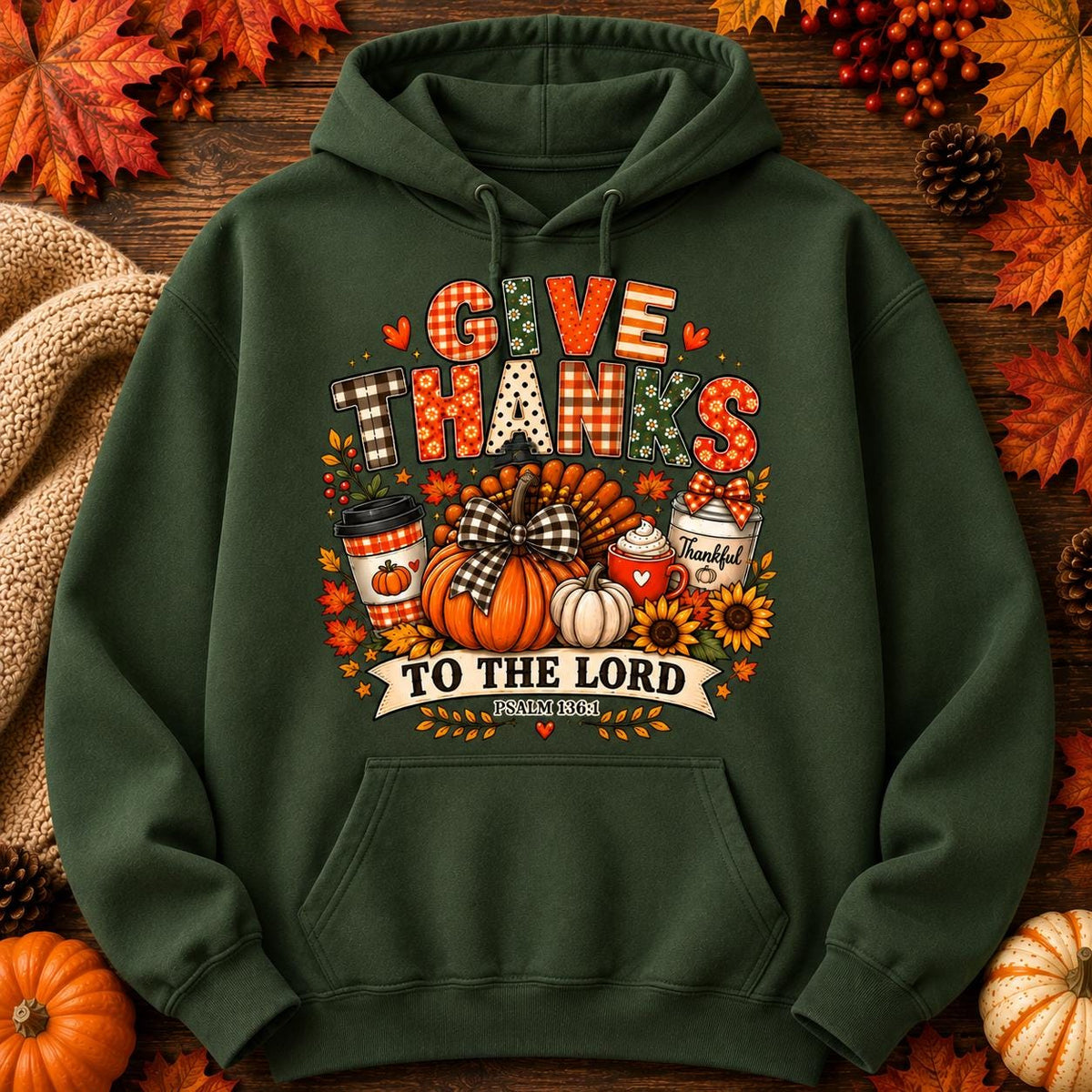 Christian Thanksgiving Sweatshirt, Give Thanks Pumpkin Pullover, Fall Faith Apparel
