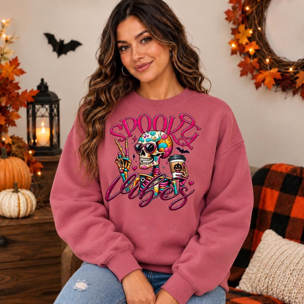 Spooky Skeleton Coffee Hoodie, Colorful Skull Graphic, Retro Goth Streetwear