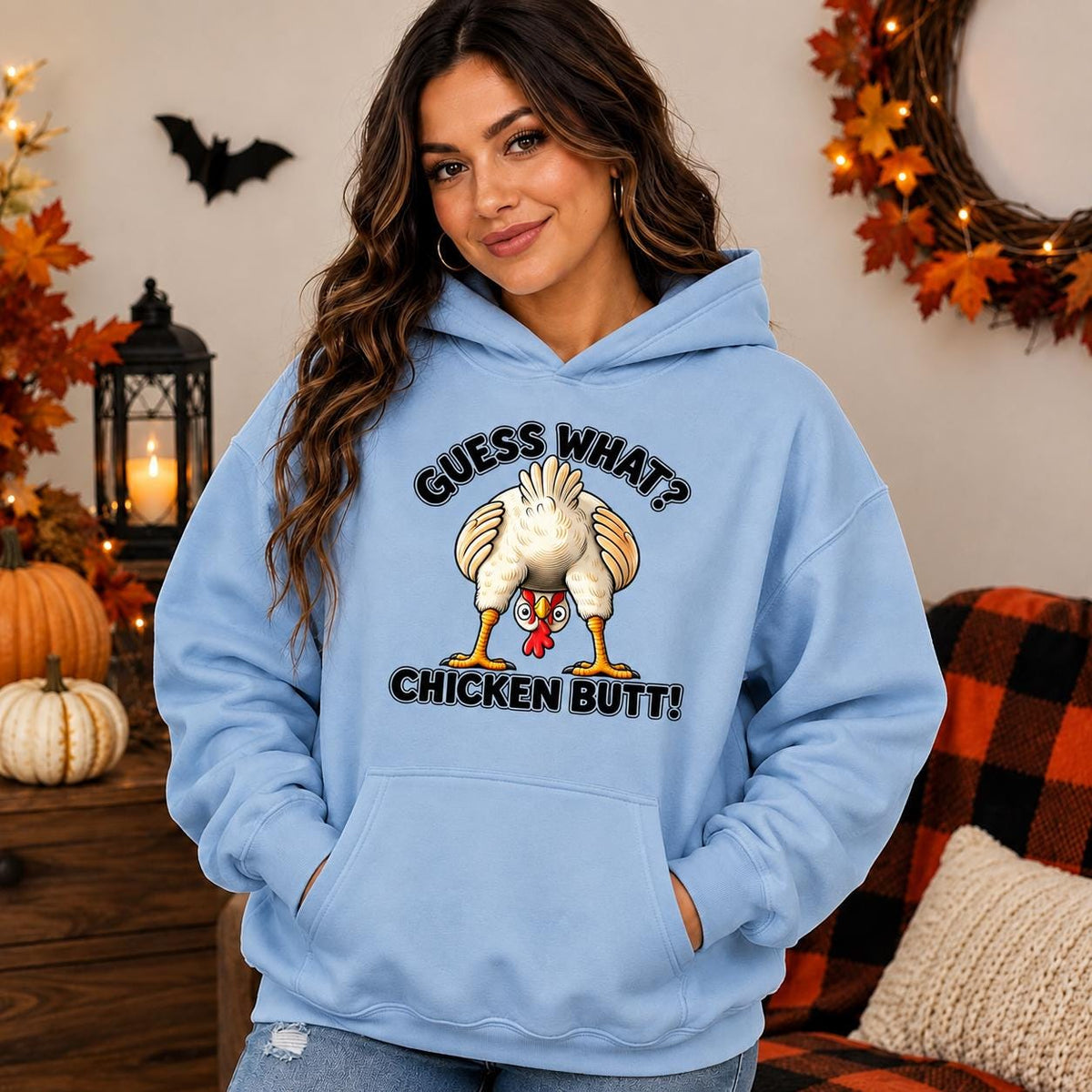 Funny Chicken Butt Hoodie, Farm Humor Pullover, Chicken Lover Gift