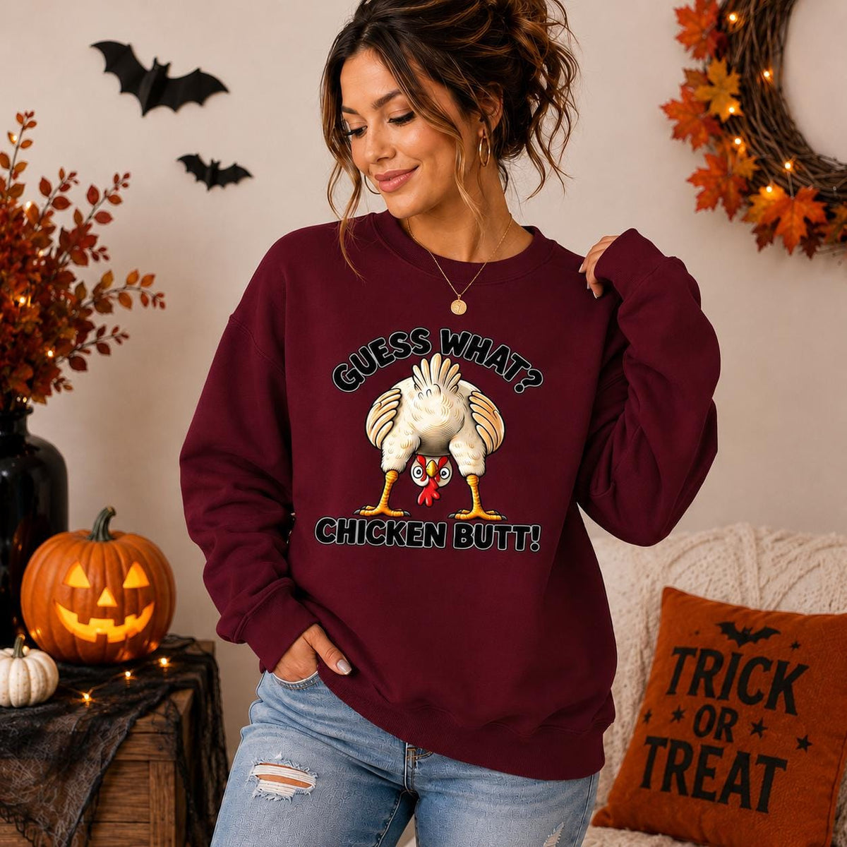 Funny Chicken Butt Hoodie, Farm Humor Pullover, Chicken Lover Gift