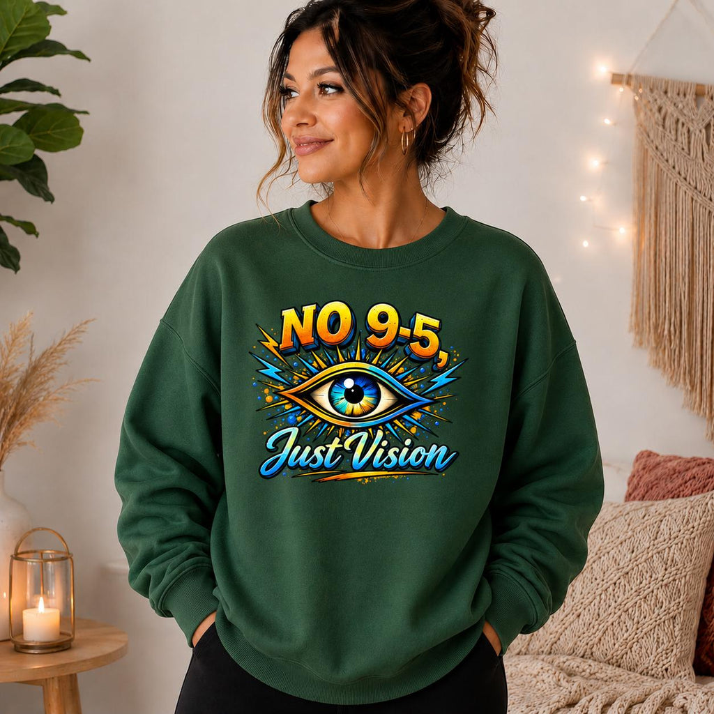 No 9-5 Just Vision Eye Graphic Hoodie, Motivational Streetwear Pullover