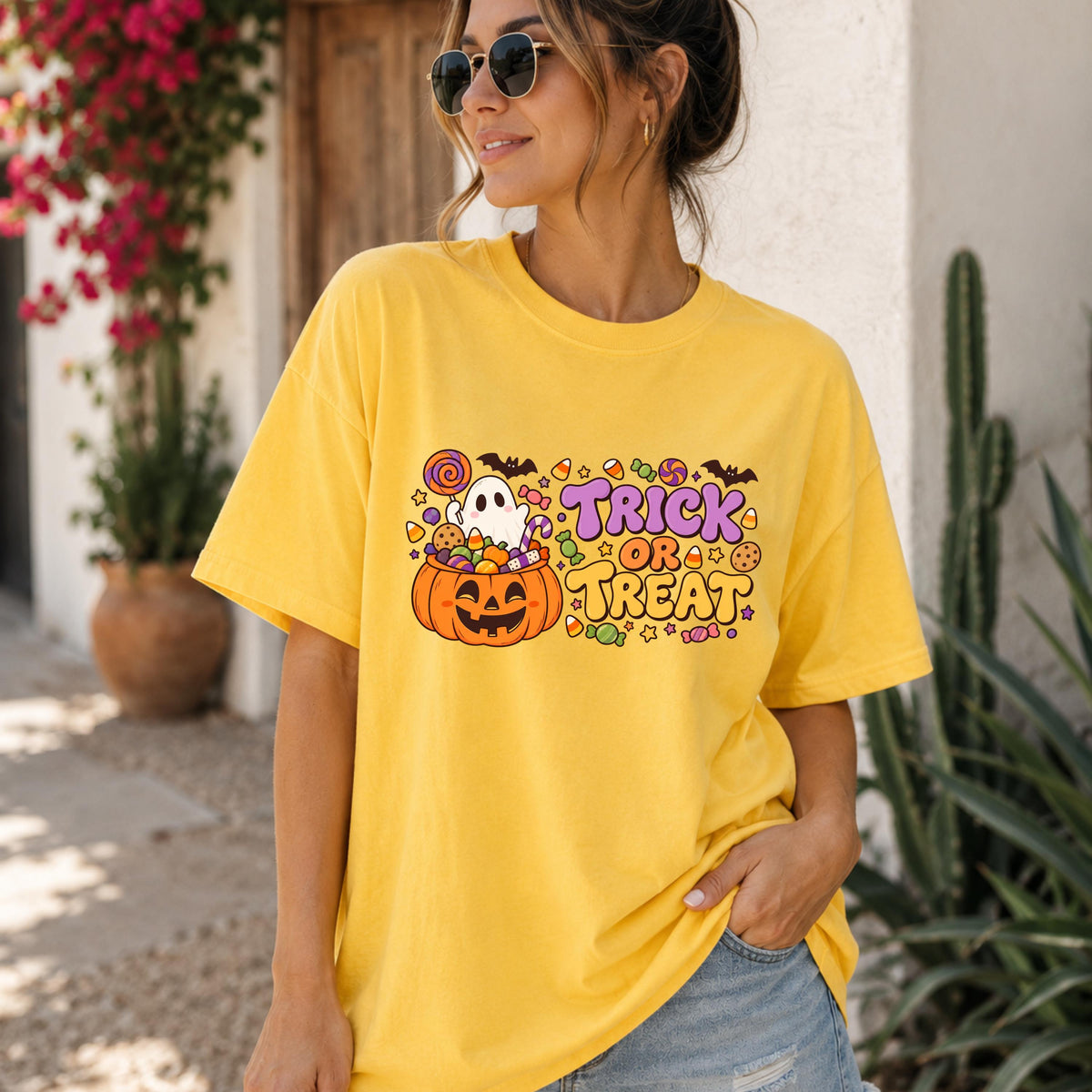 Kids Halloween Pumpkin Candy Shirt, Spooky Season Trick or Treat Tee