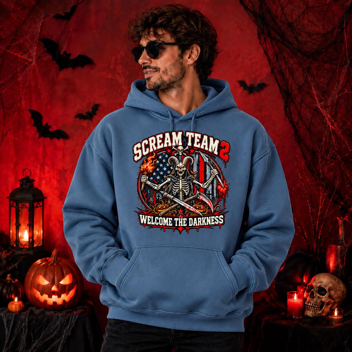 Skeleton Halloween Hoodie, Scream Team Sweatshirt, Horror Graphic Tee, Dark Americana Gothic Streetwear, Spooky Streetwear