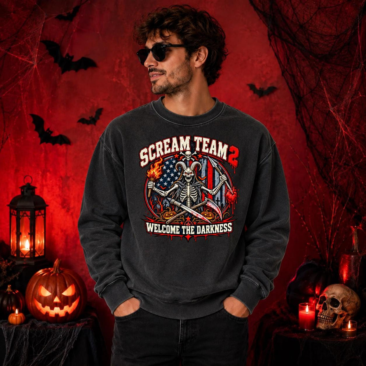Skeleton Halloween Hoodie, Scream Team Sweatshirt, Horror Graphic Tee, Dark Americana Gothic Streetwear, Spooky Streetwear