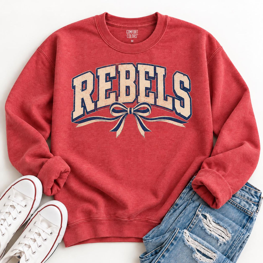Custom Watercolor Rebels Sweatshirt, Cheer Team School Spirit Shirt (Made to Order)