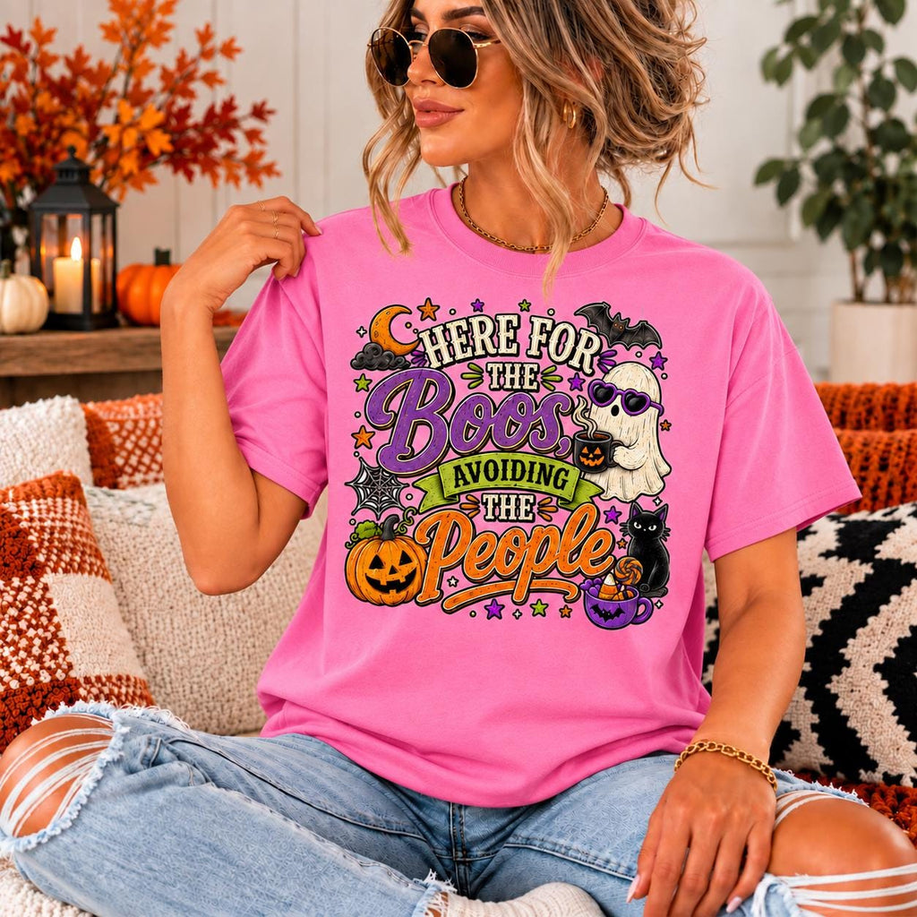 Here For The Boos Hoodie, Avoiding People Sweatshirt, Ghost Pumpkin Halloween Tee