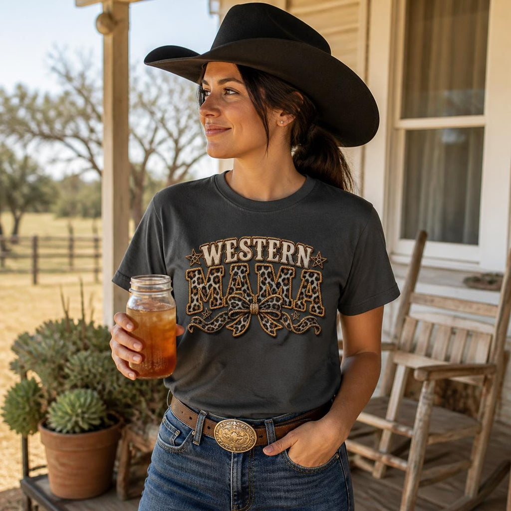 Western Mom Shirt, Mama Crewneck Leopard, Cowgirl Birthday Shirt, Country Mom Tee, Western Mama Sweater