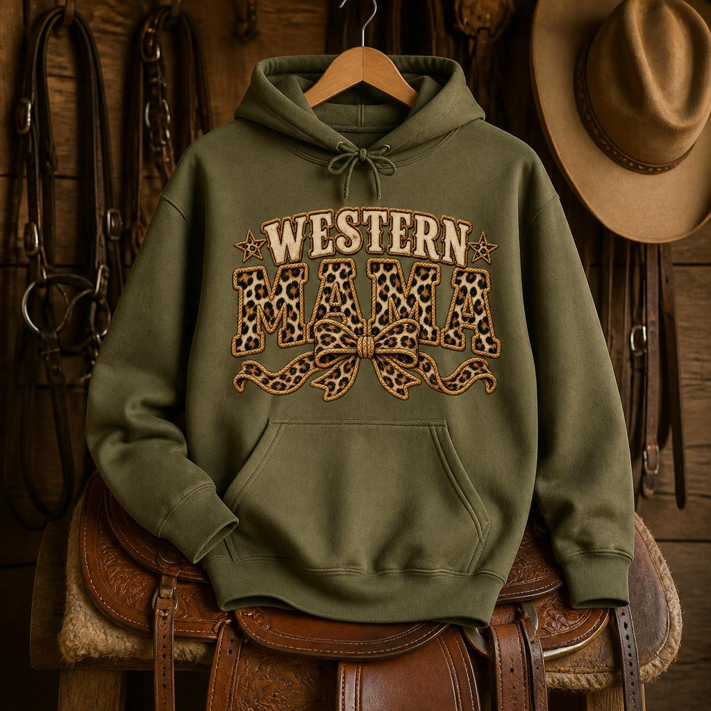 Western Mom Shirt, Mama Crewneck Leopard, Cowgirl Birthday Shirt, Country Mom Tee, Western Mama Sweater