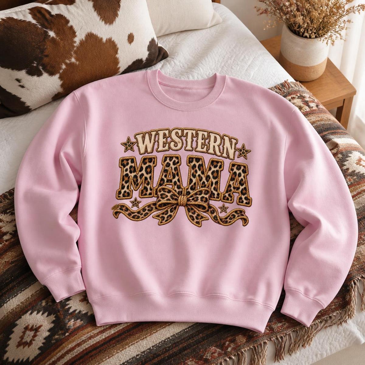 Western Mom Shirt, Mama Crewneck Leopard, Cowgirl Birthday Shirt, Country Mom Tee, Western Mama Sweater