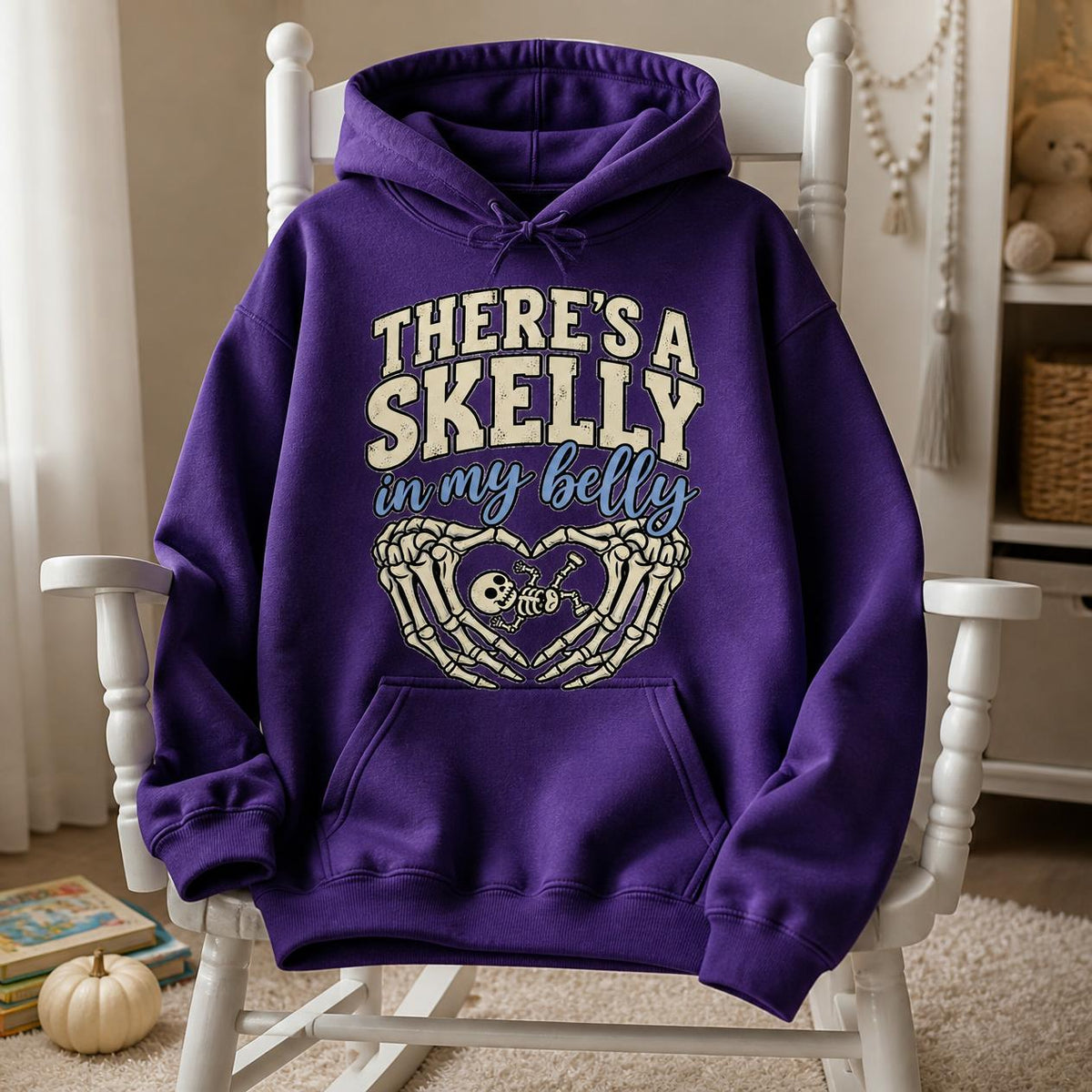 Spooky Halloween Pregnancy Reveal Hoodie, Skeleton Baby Announcement Sweatshirt