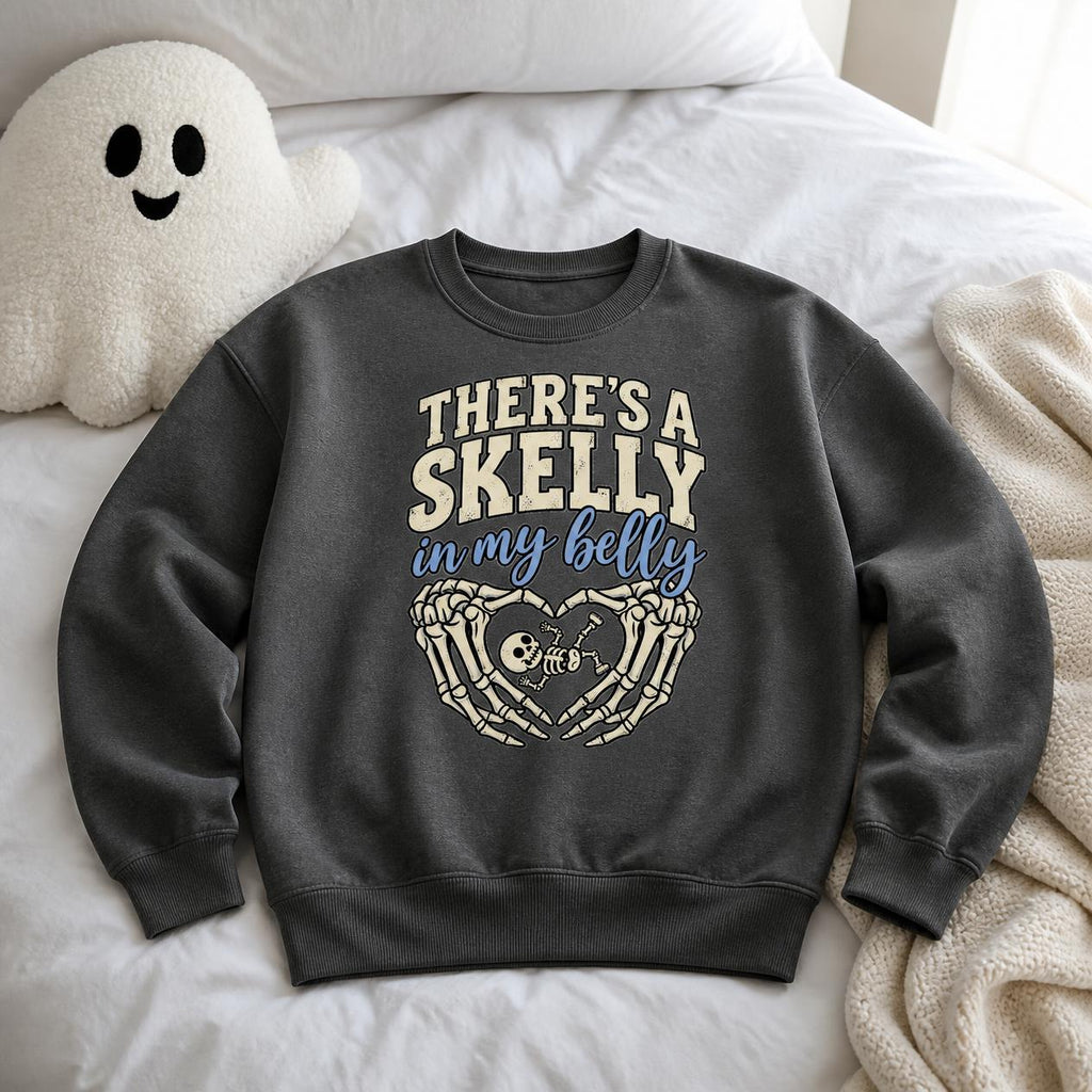 Spooky Halloween Pregnancy Reveal Hoodie, Skeleton Baby Announcement Sweatshirt