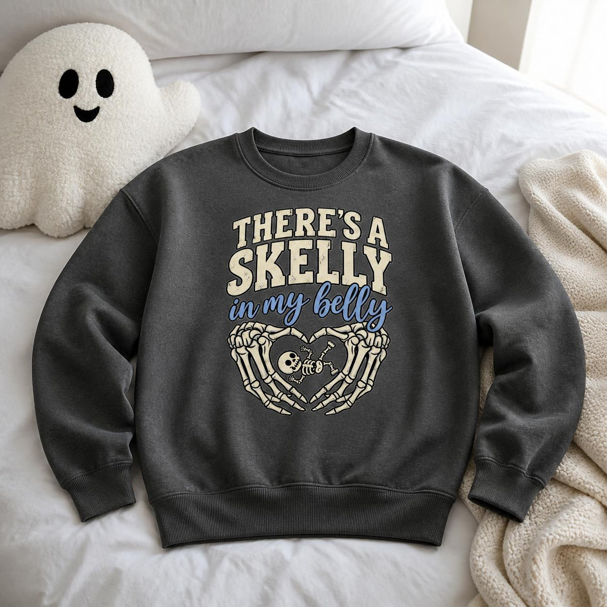 Spooky Halloween Pregnancy Reveal Hoodie, Skeleton Baby Announcement Sweatshirt