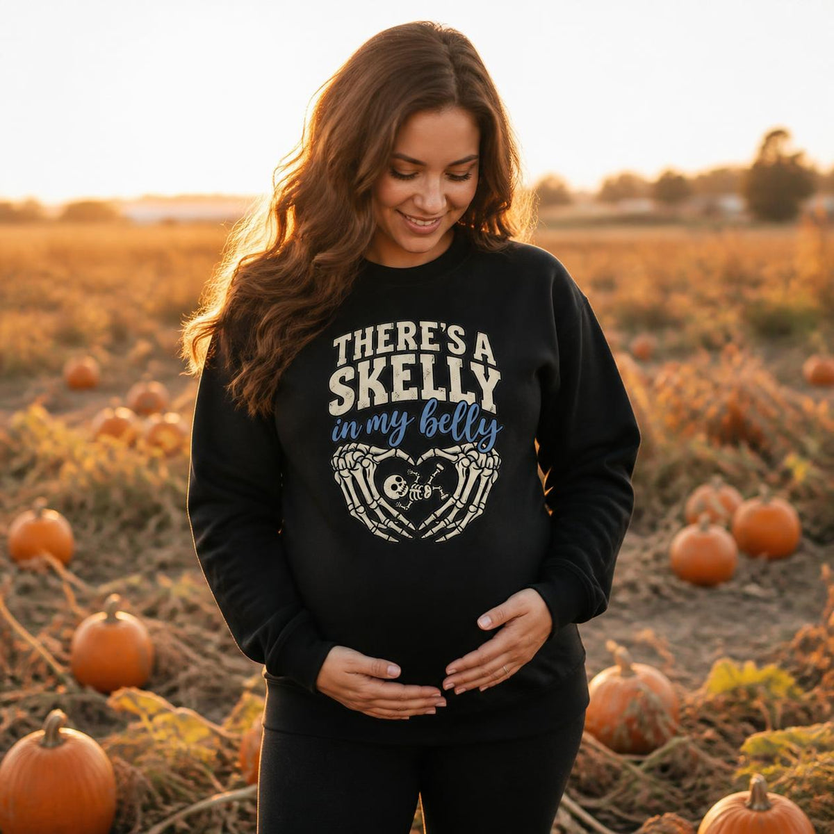 Spooky Halloween Pregnancy Reveal Hoodie, Skeleton Baby Announcement Sweatshirt