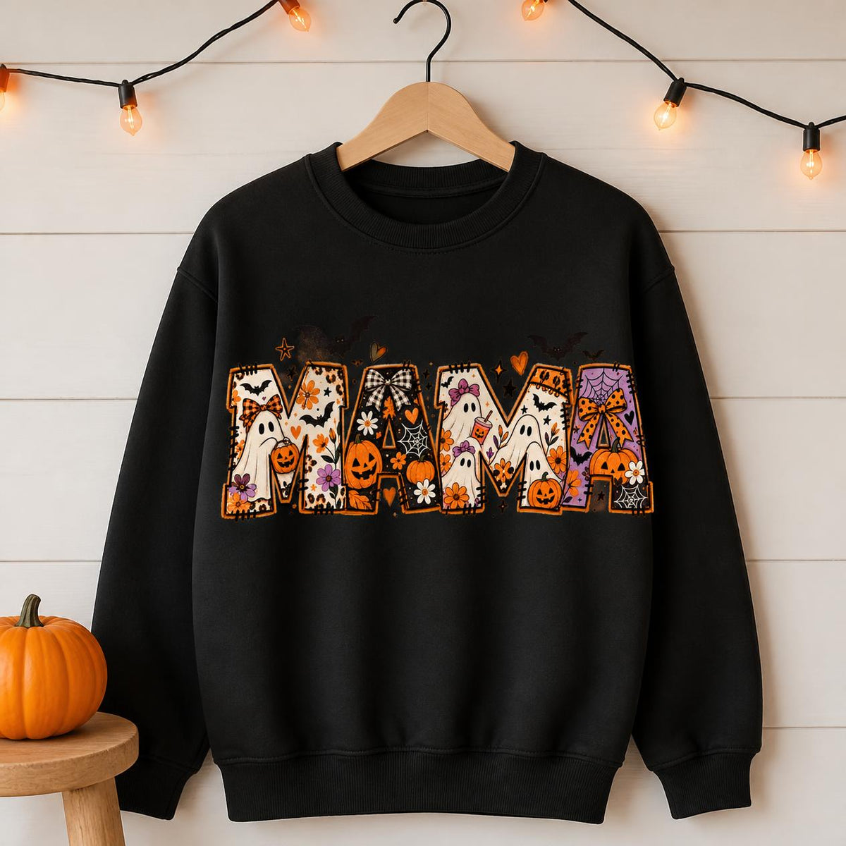 Comfort Colors® Personalized Halloween Sweater, Custom Baby Name Sweater, Auntie Halloween Shirt, Mama Spooky Sweatshirt, Nana Halloween Tee