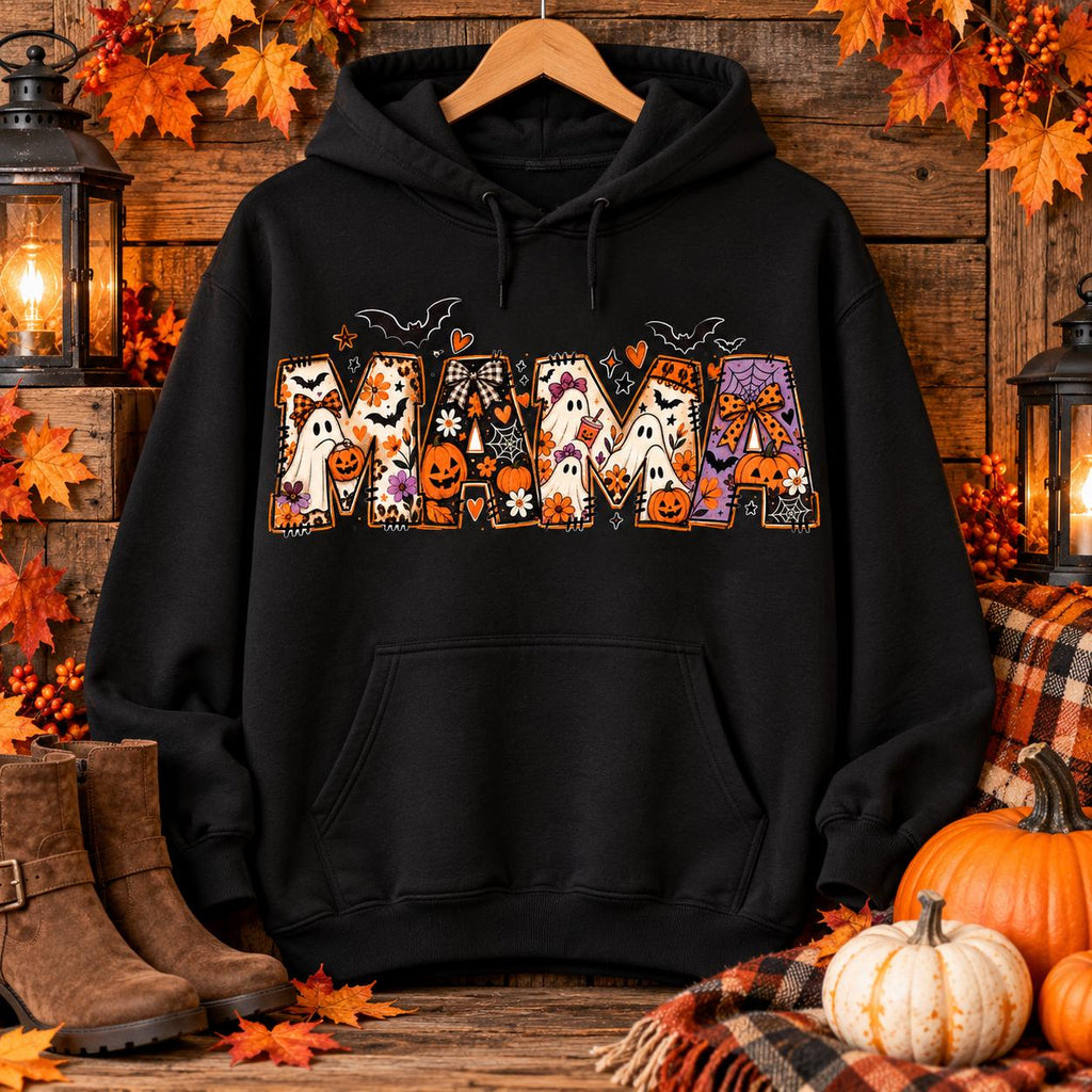 Comfort Colors®  Spooky Mama Sweatshirt, Halloween Mom Sweater, Womens Pumpkin Shirt, Mama Halloween Hoodie, Womens Autumn Shirt