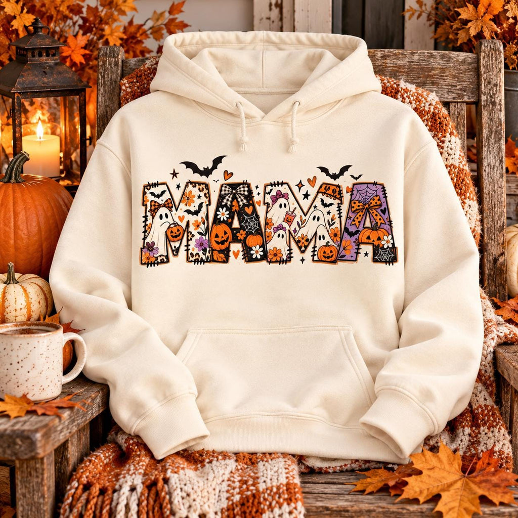 Comfort Colors®  Spooky Mama Sweatshirt, Halloween Mom Sweater, Womens Pumpkin Shirt, Mama Halloween Hoodie, Womens Autumn Shirt
