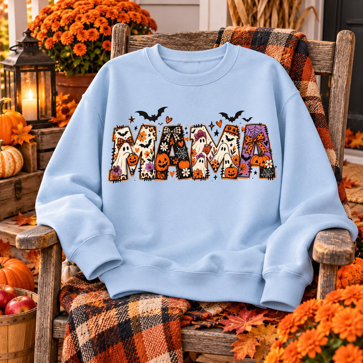 Comfort Colors®  Spooky Mama Sweatshirt, Halloween Mom Sweater, Womens Pumpkin Shirt, Mama Halloween Hoodie, Womens Autumn Shirt
