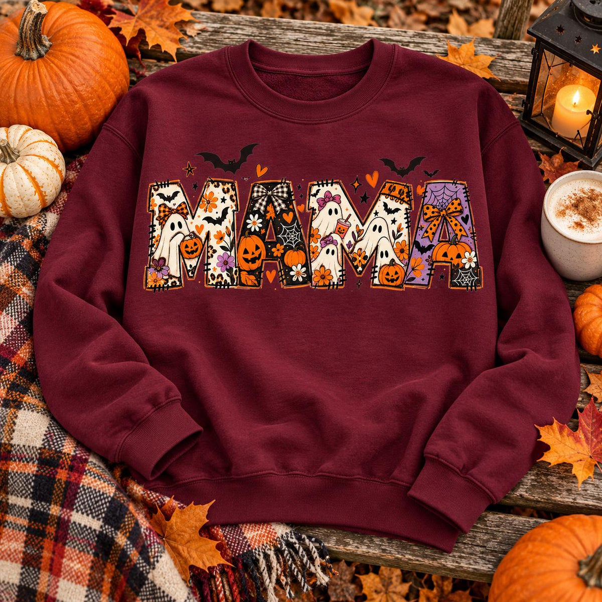 Comfort Colors®  Spooky Mama Sweatshirt, Halloween Mom Sweater, Womens Pumpkin Shirt, Mama Halloween Hoodie, Womens Autumn Shirt
