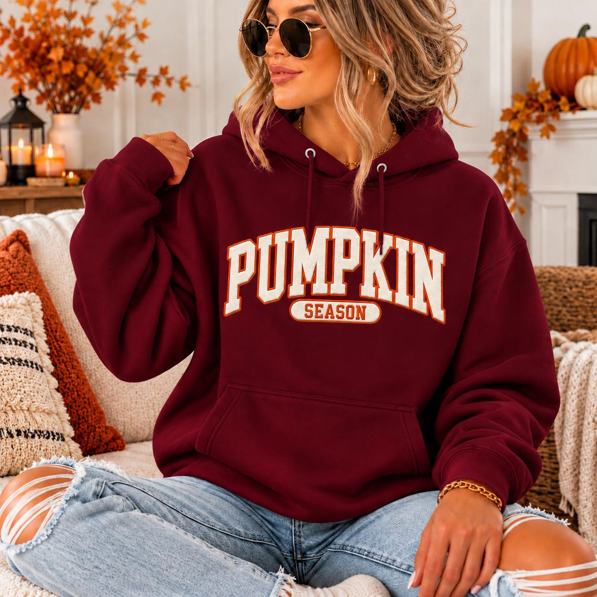 2026 Pumpkin Spice Season Hoodie, Varsity Fall Graphic Sweatshirt