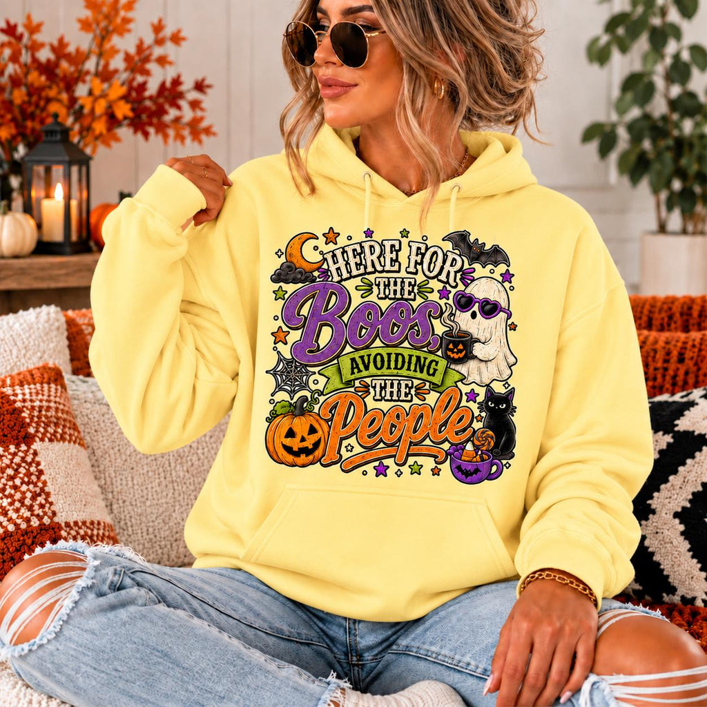 Here For The Boos Hoodie, Avoiding People Sweatshirt, Ghost Pumpkin Halloween Tee