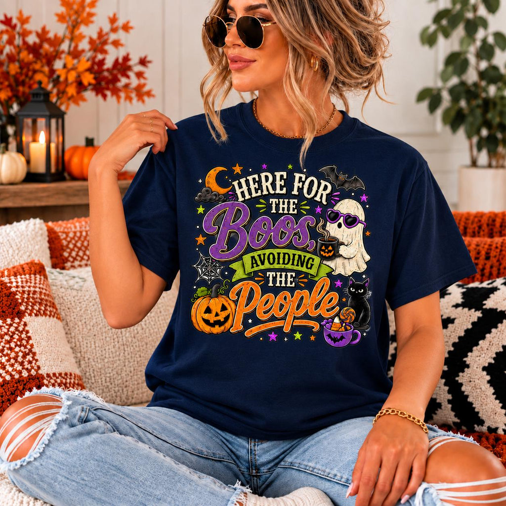Here For The Boos Hoodie, Avoiding People Sweatshirt, Ghost Pumpkin Halloween Tee