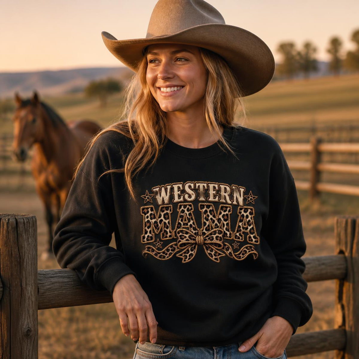 Western Mom Shirt, Mama Crewneck Leopard, Cowgirl Birthday Shirt, Country Mom Tee, Western Mama Sweater