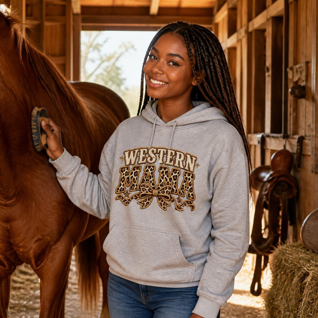 Western Mom Shirt, Mama Crewneck Leopard, Cowgirl Birthday Shirt, Country Mom Tee, Western Mama Sweater