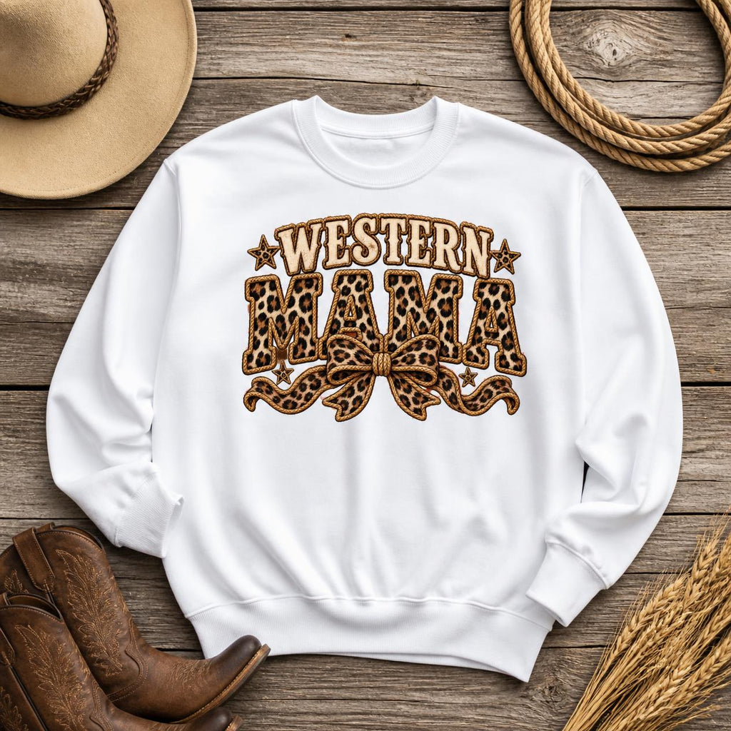 Western Mom Shirt, Mama Crewneck Leopard, Cowgirl Birthday Shirt, Country Mom Tee, Western Mama Sweater