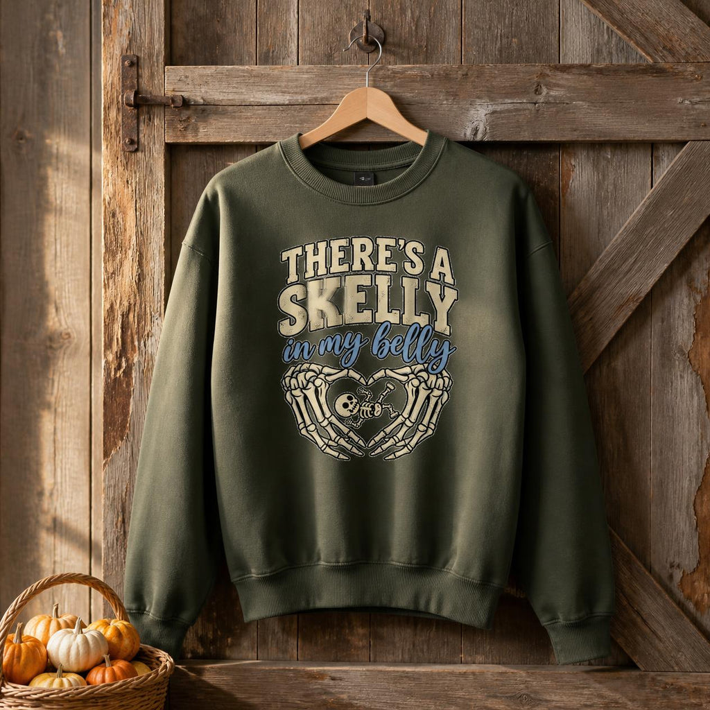Spooky Halloween Pregnancy Reveal Hoodie, Skeleton Baby Announcement Sweatshirt