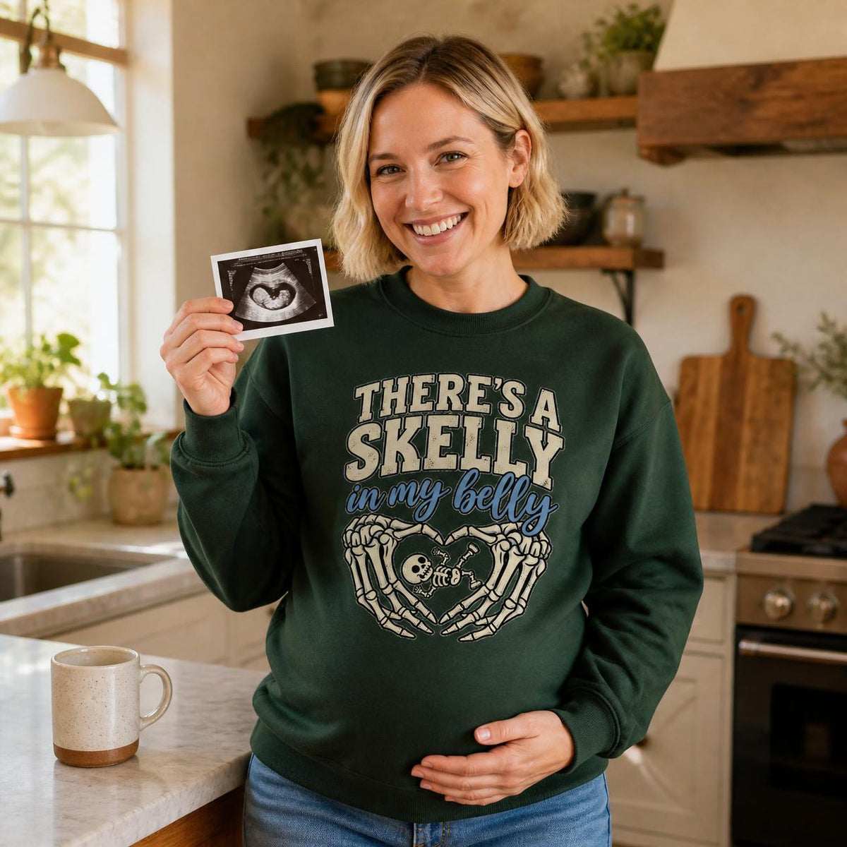 Spooky Halloween Pregnancy Reveal Hoodie, Skeleton Baby Announcement Sweatshirt