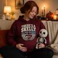 Spooky Halloween Pregnancy Reveal Hoodie, Skeleton Baby Announcement Sweatshirt