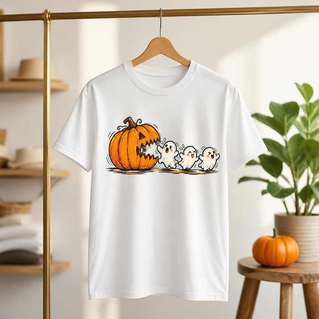 Pac-Man Ghost Pumpkin Spice Sweatshirt, Retro Halloween Apparel