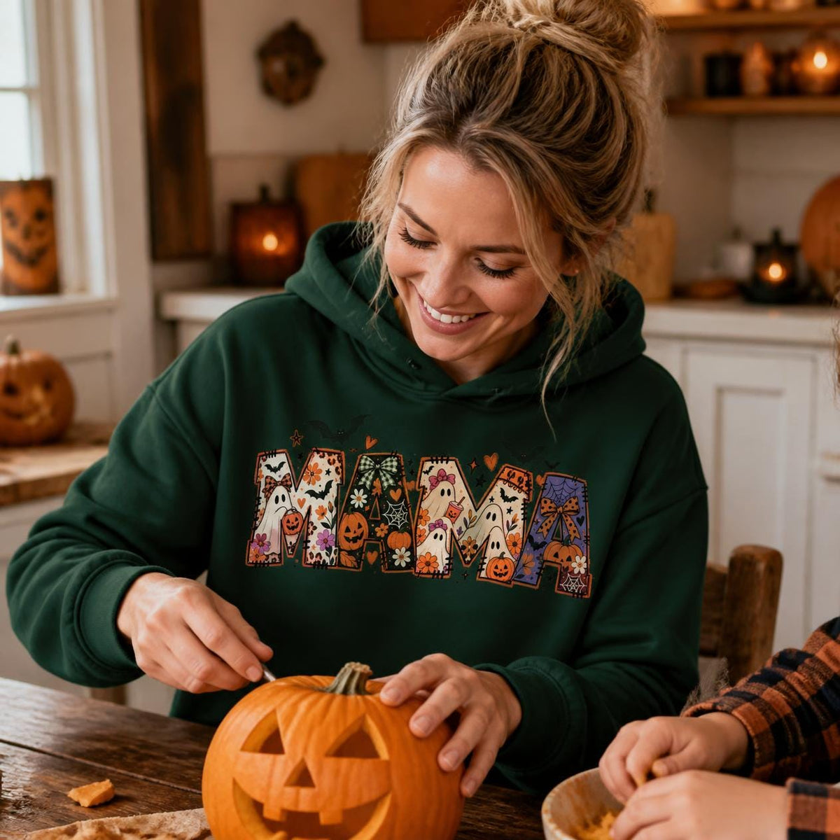 Comfort Colors® Personalized Halloween Sweater, Custom Baby Name Sweater, Auntie Halloween Shirt, Mama Spooky Sweatshirt, Nana Halloween Tee